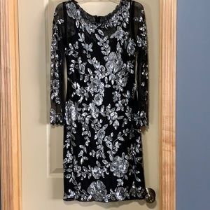 Knee length sequin/mesh cocktail dress